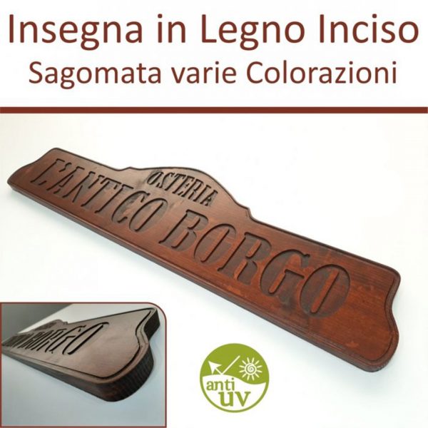 insegna in legno inciso