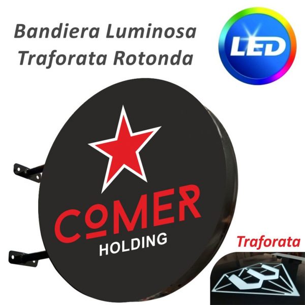 insegna rotonda traforata