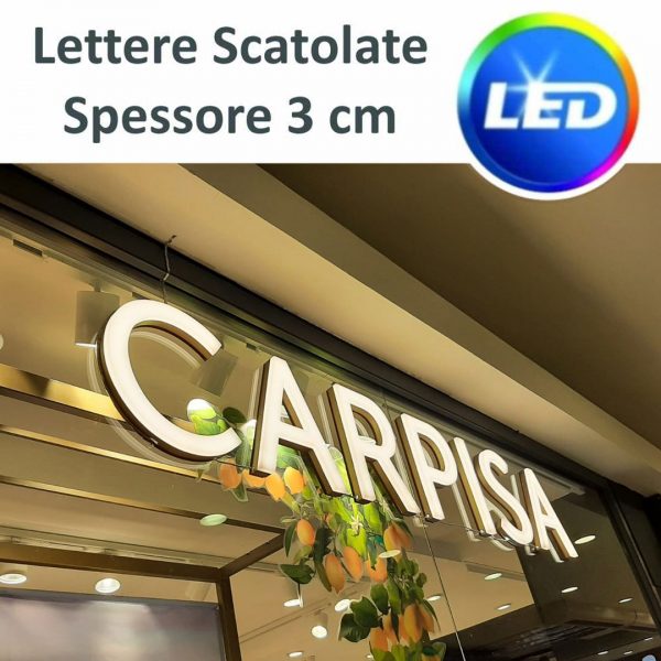 lettere scatolate luminose